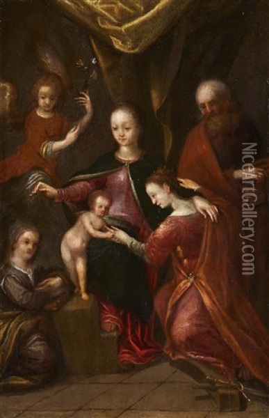 The Mystical Marriage Of Saint Catherine Oil Painting - Michiel Coxie the Elder