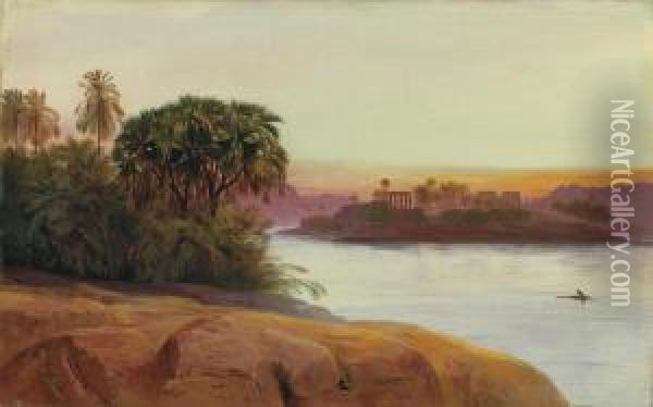 Philae On The Nile Oil Painting - Edward Lear