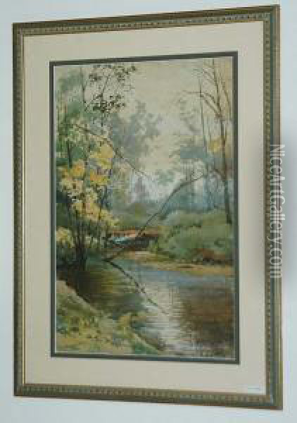 Flusslandschaft. Oil Painting - Albert Benois