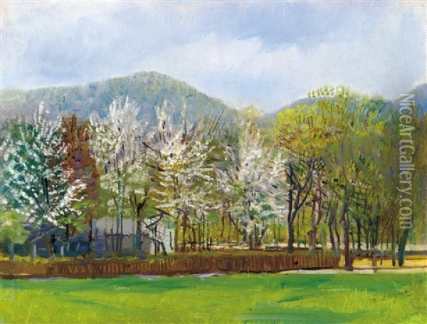 Parkland With A House Oil Painting - Laszlo Mednyanszky