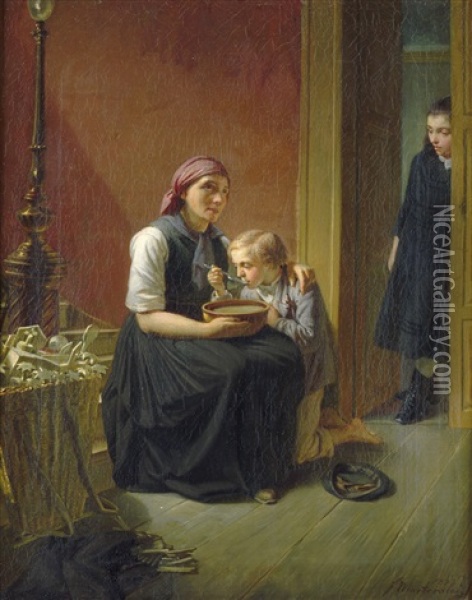 Die Heise Suppe Oil Painting - Friedrich Wilhelm Heinrich Martersteig