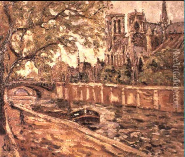 Les Quais De La Seine A Paris Oil Painting - Adolphe Clary-Baroux