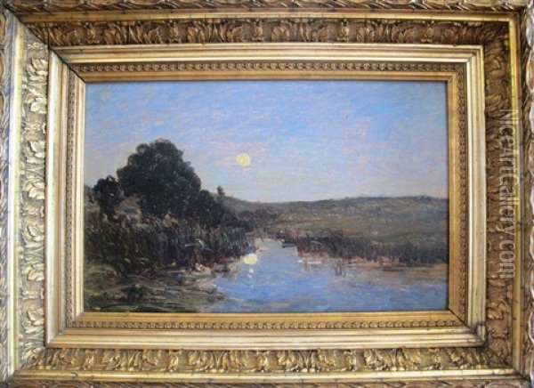 Clair De Lune, Etang Aux Environs De Brive Oil Painting - Louis Alexandre Cabie