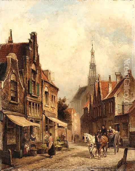 Street Alkmaar, Holland Oil Painting - Cornelis Christiaan Dommersen