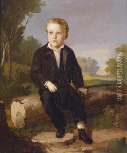 Portrait Of A Boy Oil Painting - Carl Gutsch
