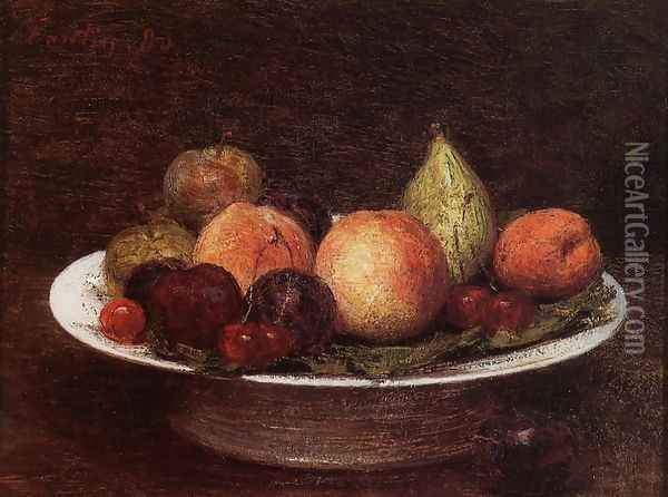 Plate of Fruit Oil Painting - Ignace Henri Jean Fantin-Latour
