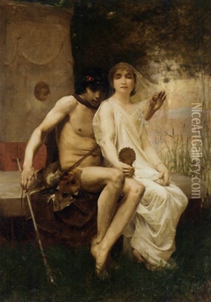 Lycenion Et Daphnis Oil Painting - Jean Eugene Buland