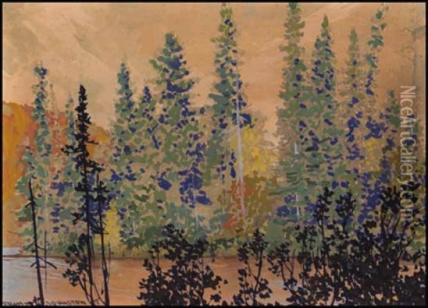 Spruce Island Oil Painting - Francis Hans Johnston