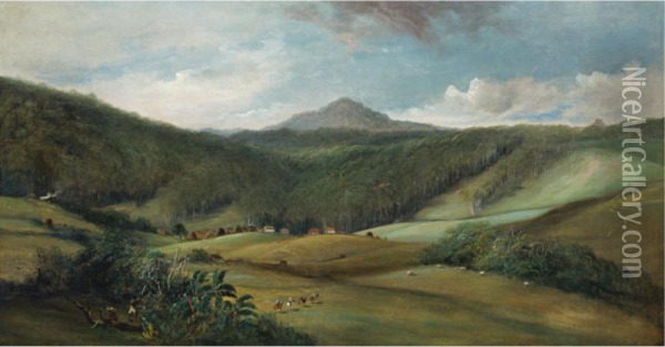 Central American Landscape With Volcano Oil Painting - George Chambers