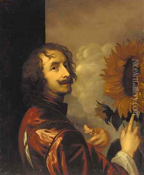 Self-portrait with a sunflower Oil Painting - Sir Anthony Van Dyck
