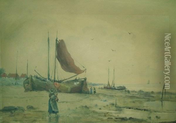 Along The Shore Oil Painting - Fernando A. Carter