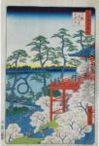 Ueno Kiyomizudo Shinobazu No Ike Oil Painting - Utagawa or Ando Hiroshige