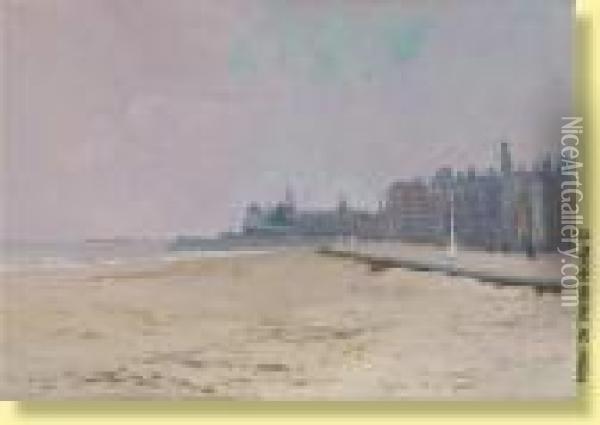 Vue De La Place A Ostende Oil Painting - Vital Keuller