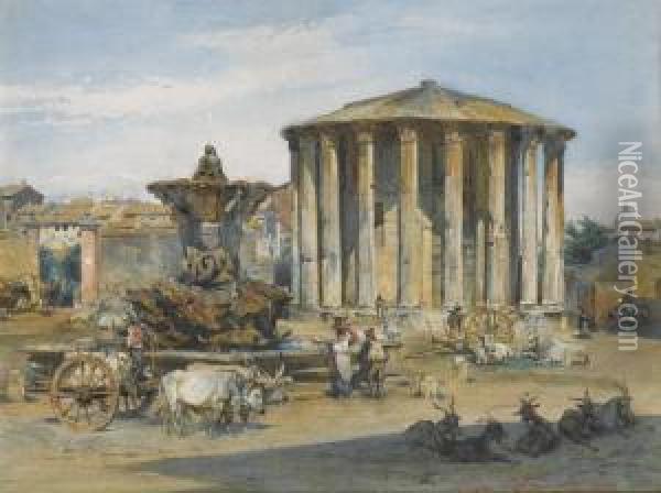 The Temple Of Vesta, Rome Oil Painting - Ludwig Passini
