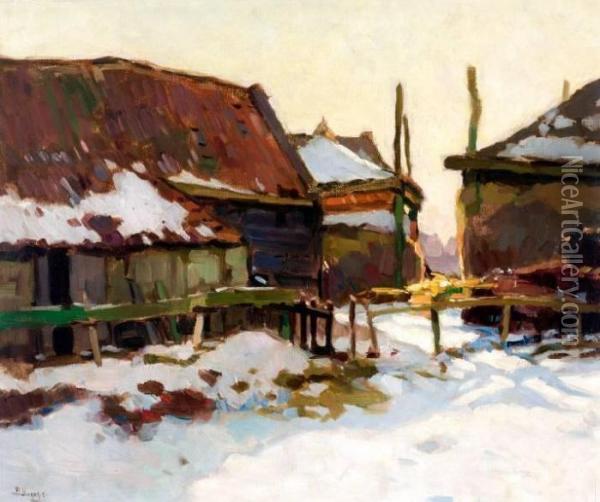 Boerenerf In De Winter Oil Painting - Bernard, Ben Viegers