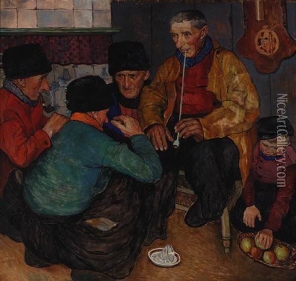 Volendam Fishermen Oil Painting - Georg Hering