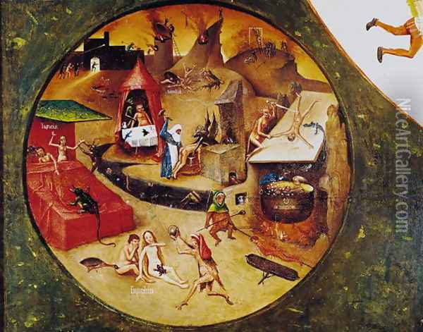 Tabletop of the Seven Deadly Sins and the Four Last Things (detail of Hell) c.1480 Oil Painting - Hieronymous Bosch