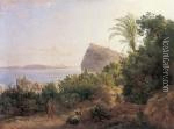 Blick Auf Den Vesuv Oil Painting - Josef Rebell