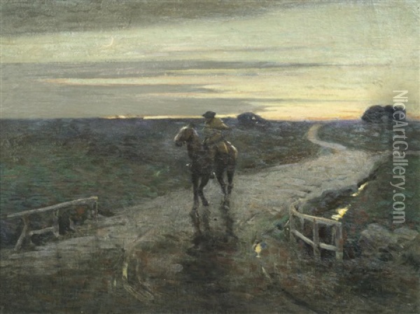 A Rider At Dusk Oil Painting - Frederick Hall