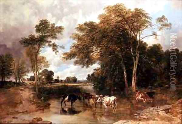 Wooded River Landscape Oil Painting - T.S. and Lee, F.R. Cooper
