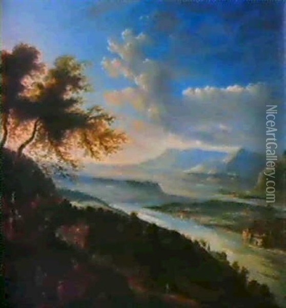 Rheinlandschaft. Oil Painting - Robert Griffier