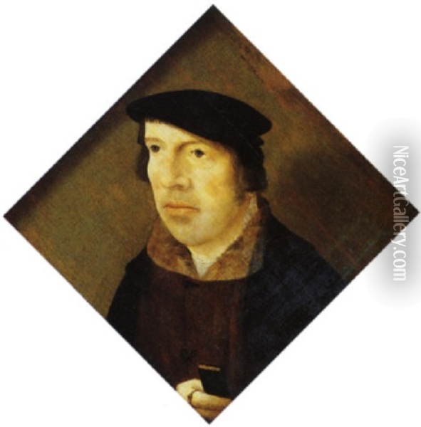 Portrait D'homme Au Livre Oil Painting - Jan Van Scorel