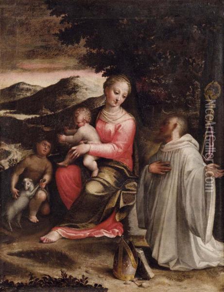 Madonna Col Bambino, San Giovannino Esan Bernardo Oil Painting - Gervasio Gatti