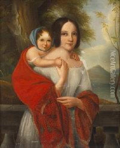 Girl Carrying And Infant Oil Painting - William Mulready