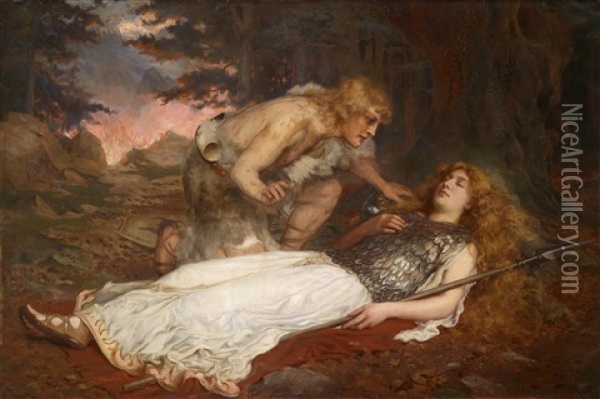 Siegfried Und Brunnhilde Oil Painting - Charles Ernest Butler