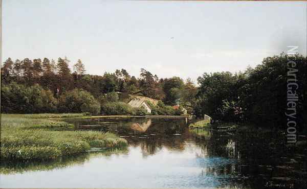 River Landscape, 1879 Oil Painting - Anton Erik Christian Thorenfeld