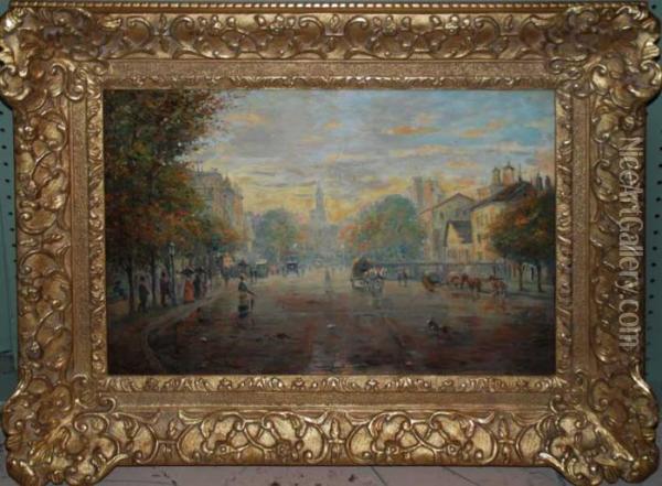 Parisian Street Scene Oil Painting - Stanislas Lepine