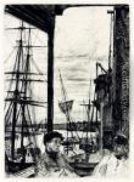Rotherhithe, From Sixteen Etchings Oil Painting - James Abbott McNeill Whistler