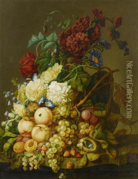 Blumen- Und Fruchtestilleben Oil Painting - Jan van Os
