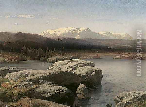 Rocky Landscape Oil Painting - Herman Herzog