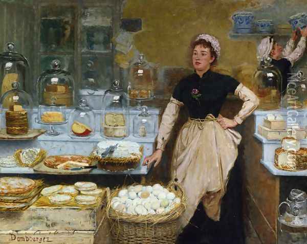 The Cheese Vendor Oil Painting - Edouard-Jean Dambourgez