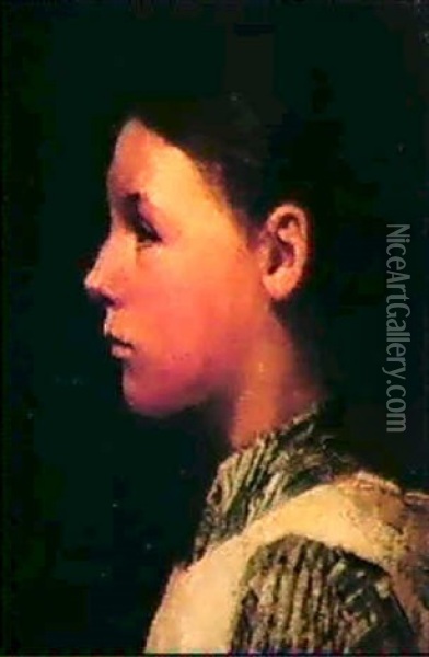 Portrait Of A Schoolgirl Oil Painting - Sir George Clausen