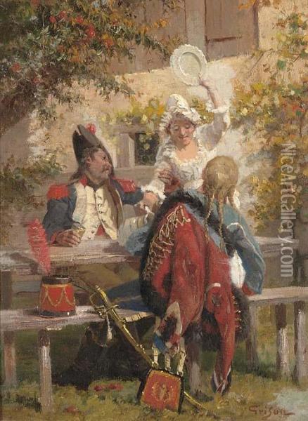 Servante Et Militaires Oil Painting - Francois Adolphe Grison