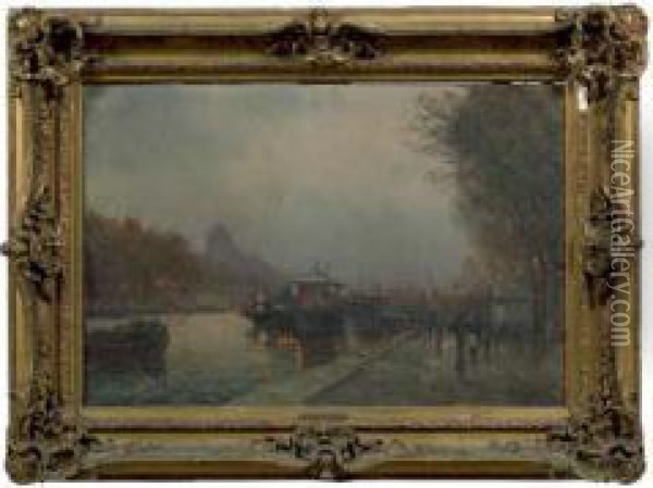 Apres La Pluie, Quai D'orsay Oil Painting - Paul Edmond Villiers