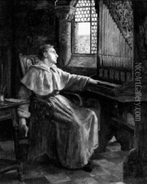 Cleric Seated At An Organ Oil Painting - Francis Sydney Muschamp