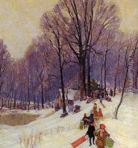 Winter sledding Oil Painting - Carl Rudolph Krafft