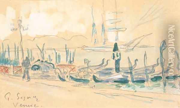 Venise. Les Gondoles Oil Painting - Paul Signac