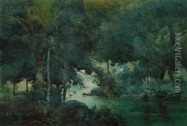 Along The River Oil Painting - Jules Guerin