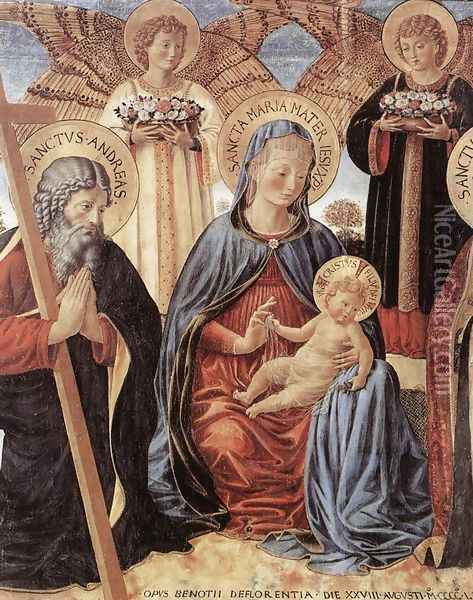 Madonna and Child between Sts Andrew and Prosper (detail) 1466 Oil Painting - Benozzo di Lese di Sandro Gozzoli