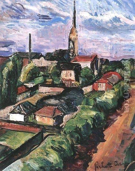 Village from Bird's eye View Oil Painting - Tibor Duray