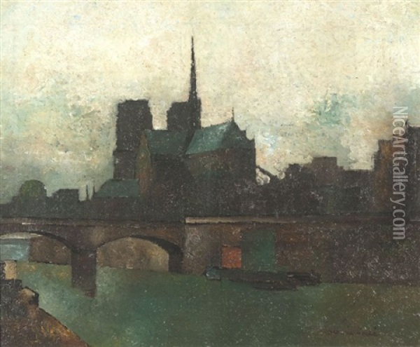 Vue De Notre-dame Oil Painting - Pierre Hode