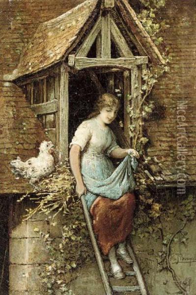 Fetching Water; And Collecting Eggs Oil Painting - Hendricus-Jacobus Burgers
