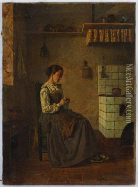 Femme Dans Un Interieur Oil Painting - Leon Comeleran