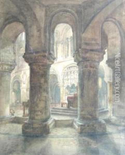'interior, St Bartholemew's, Smithfield, London Oil Painting - Thomas Matthew Rooke