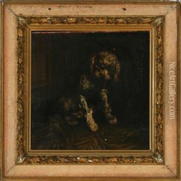 A Puppy Oil Painting - Vilhelm Theodor Fischer