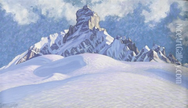 Winterliche Ansicht Des Nunihorns Bei Adelboden Oil Painting - Waldemar Theophil Fink